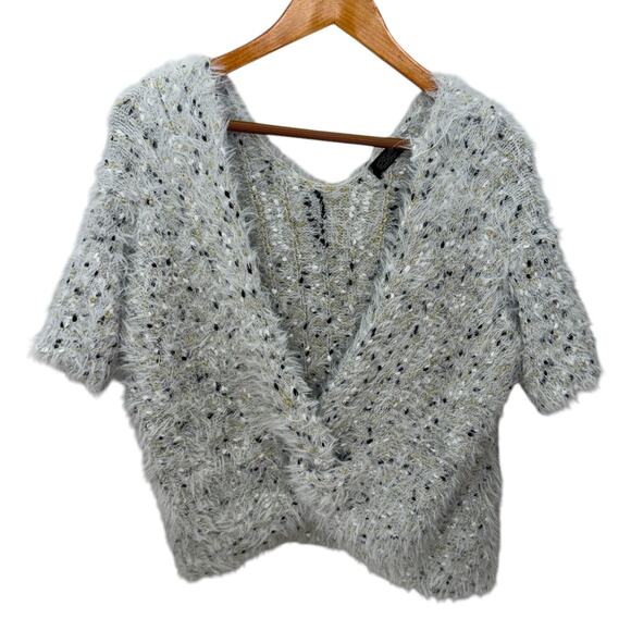 ROFFE Reversable Stretchy Sweater Size M - L  Twist Front or Back Textured Knit - Picture 1 of 11